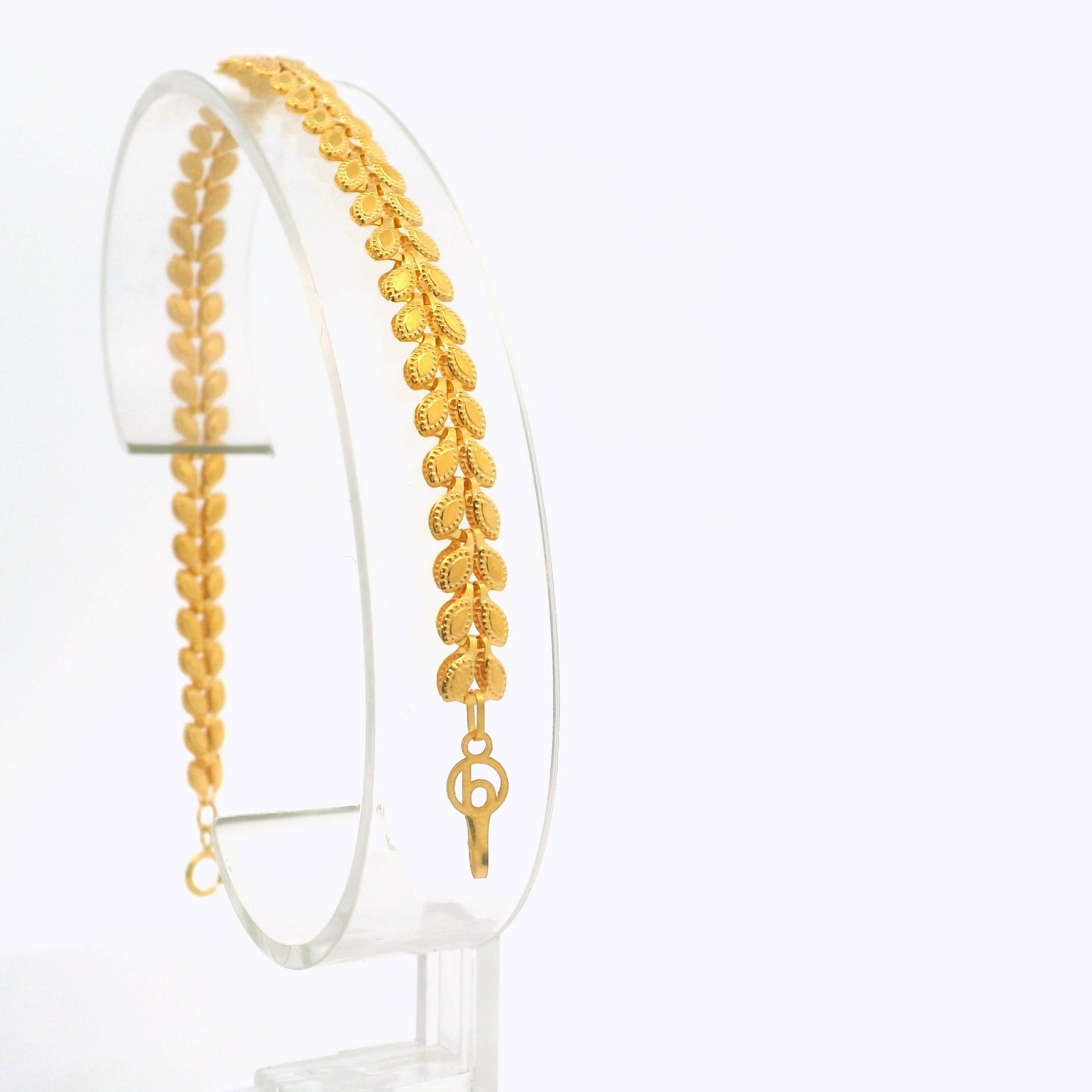 21K Yellow Gold Leaf Chain Bracelet – 18 cm - Image 7