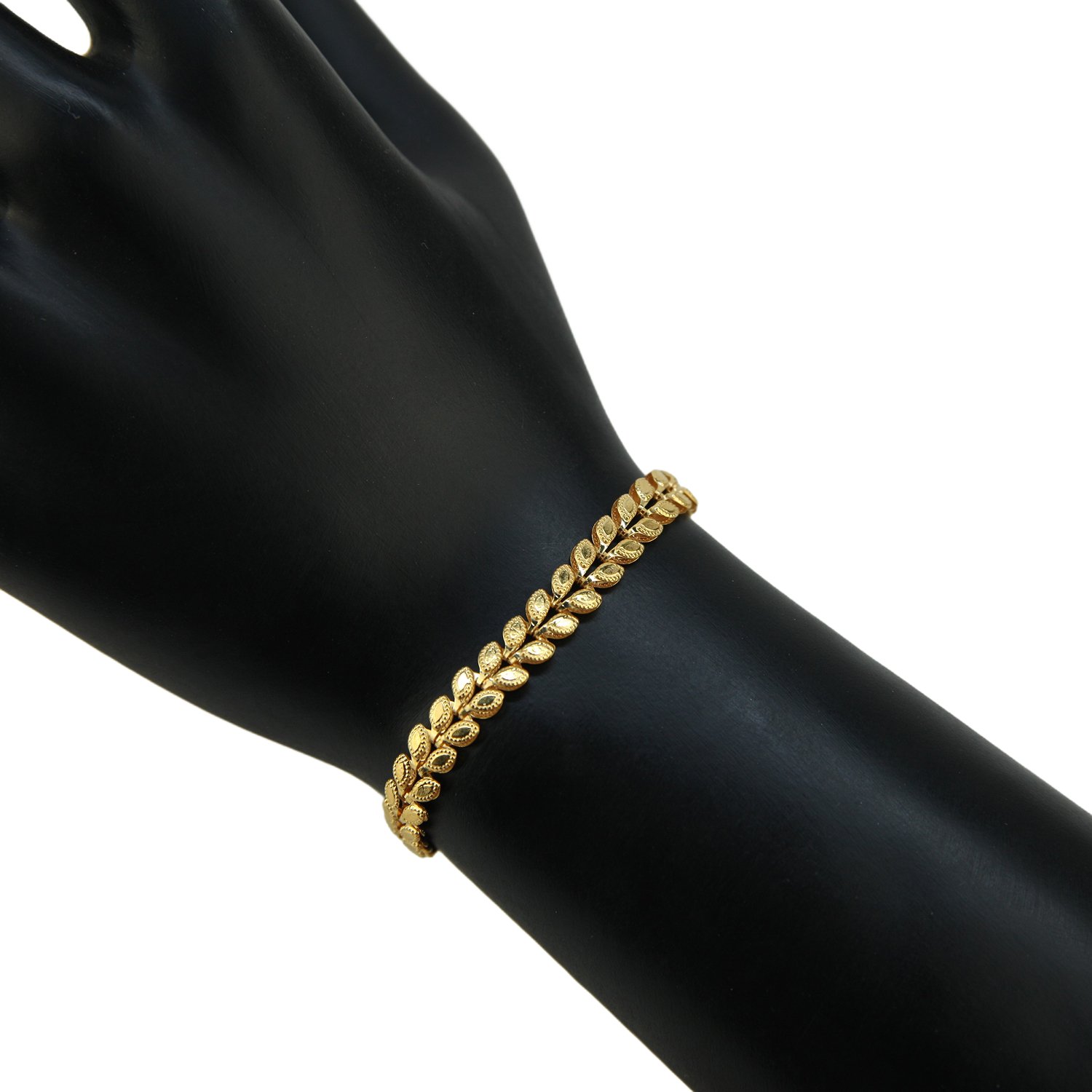 21K Yellow Gold Leaf Chain Bracelet – 18 cm - Image 8