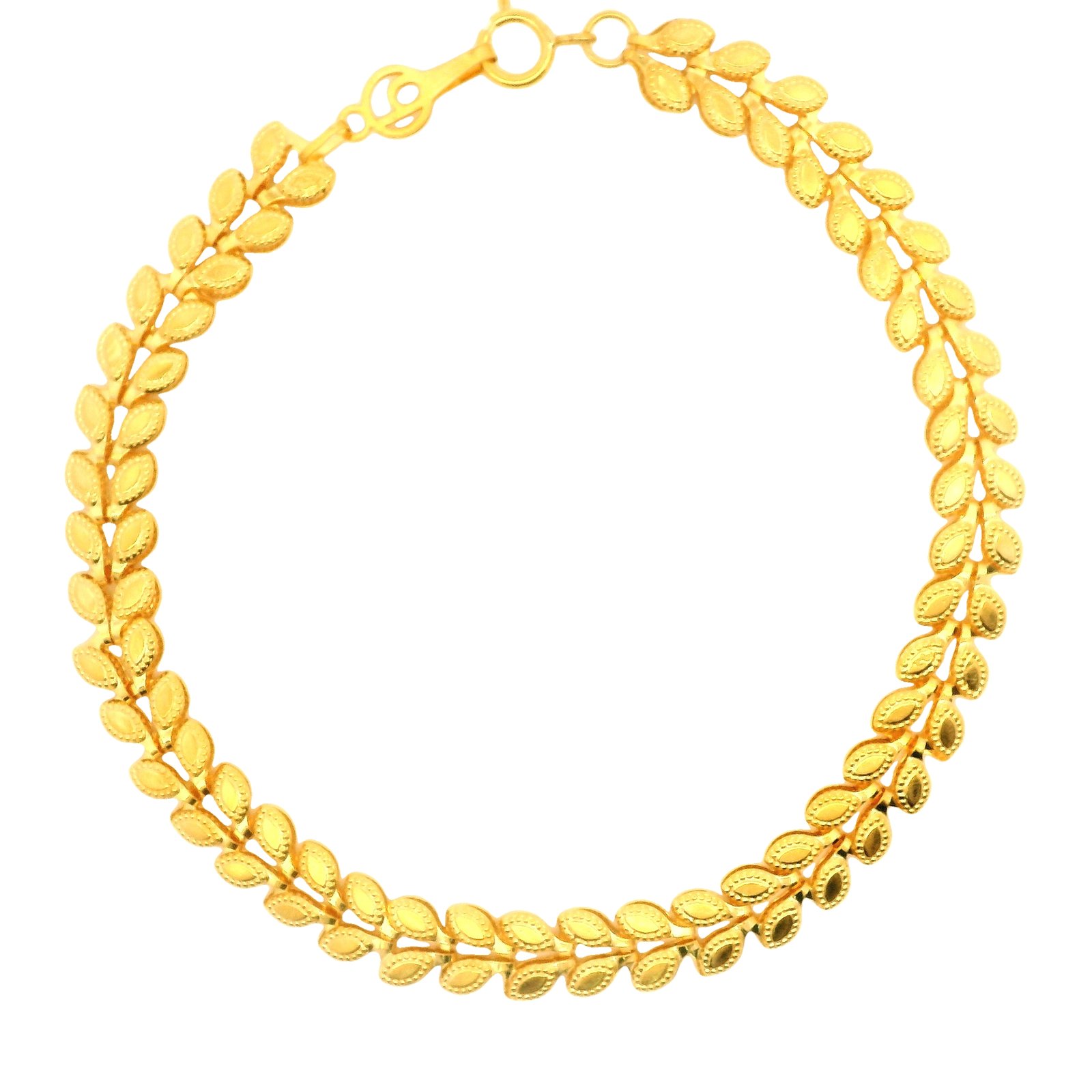 21K Yellow Gold Leaf Chain Bracelet – 18 cm - Image 3