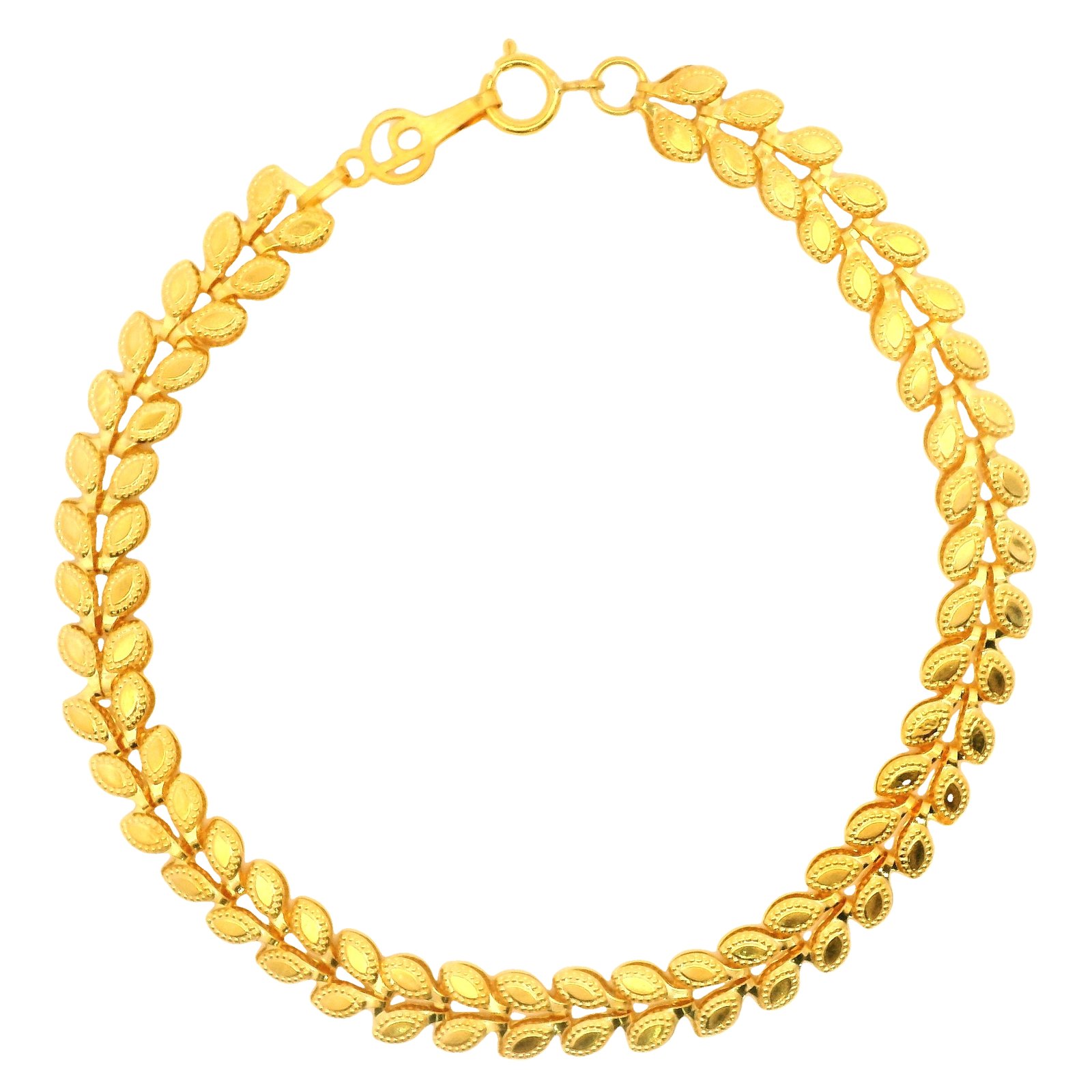 21K Yellow Gold Leaf Chain Bracelet – 18 cm - Image 4